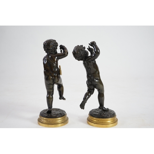 28 - After Claude Michel Clodion (French, 1738-1814), a pair of late 19th century bronze figures of music... 