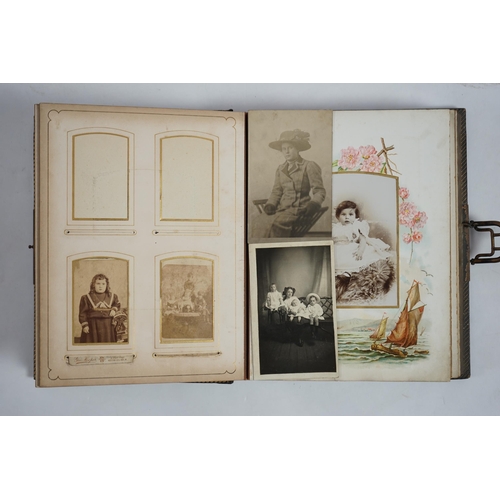 39 - A late 19th century musical embossed leather photograph album 'The Seaside Album' by J.C.M Co. Ltd w... 