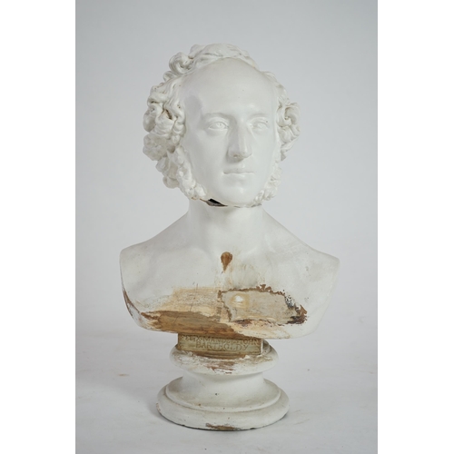 4 - A Victorian plaster bust of Felix Mendelssohn (1809-1847) with impressed title 'Mendelssohn Barthold... 