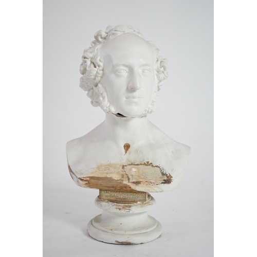 4 - A Victorian plaster bust of Felix Mendelssohn (1809-1847) with impressed title 'Mendelssohn Barthold... 