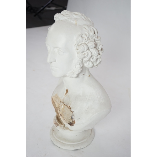 4 - A Victorian plaster bust of Felix Mendelssohn (1809-1847) with impressed title 'Mendelssohn Barthold... 