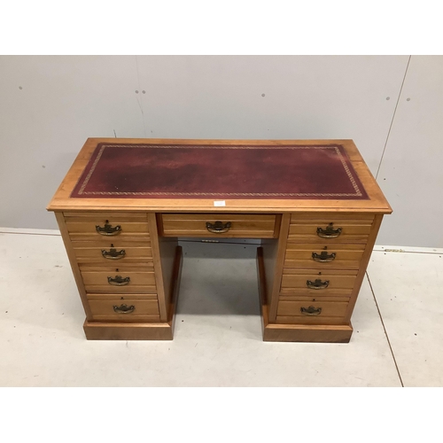 1027 - A late Victorian walnut kneehole desk, width 122cm, depth 56cm, height 75cm. Condition - good