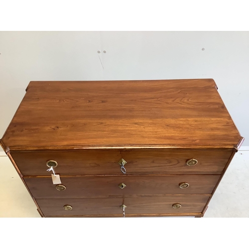 1045 - A 19th century Continental elm three drawer commode, width 99cm, depth 49cm, height 83cm. Condition ... 