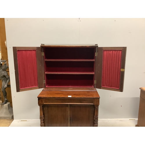 1063 - An early Victorian mahogany secretaire bookcase, width 77cm, depth 44cm, height 138cm. Condition - f... 