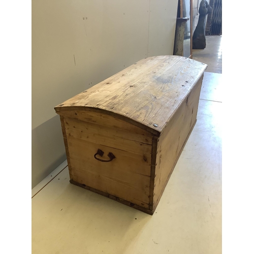 1070 - A 19th century Continental pine domed top trunk, width 127cm, depth 58cm, height 57cm. Condition - f... 