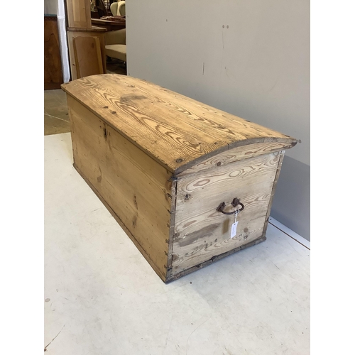 1070 - A 19th century Continental pine domed top trunk, width 127cm, depth 58cm, height 57cm. Condition - f... 