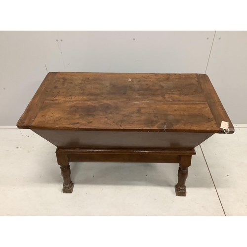 1081 - A 19th century French fruitwood dough bin, width 122cm, depth 63cm, height 71cm. Condition - fair... 