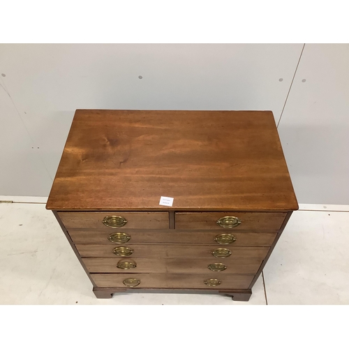 1084 - A small George III mahogany six drawer chest, width 77cm, depth 46cm, height 84cm. Condition - fair... 