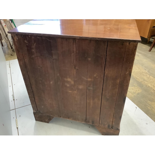 1084 - A small George III mahogany six drawer chest, width 77cm, depth 46cm, height 84cm. Condition - fair... 