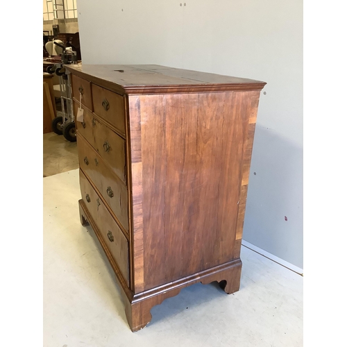 1094 - An 18th century and later banded walnut chest, width 101cm, depth 56cm, height 100cm. Condition - po... 