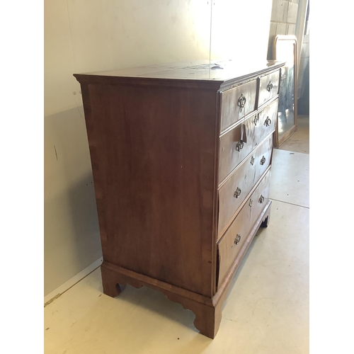 1094 - An 18th century and later banded walnut chest, width 101cm, depth 56cm, height 100cm. Condition - po... 