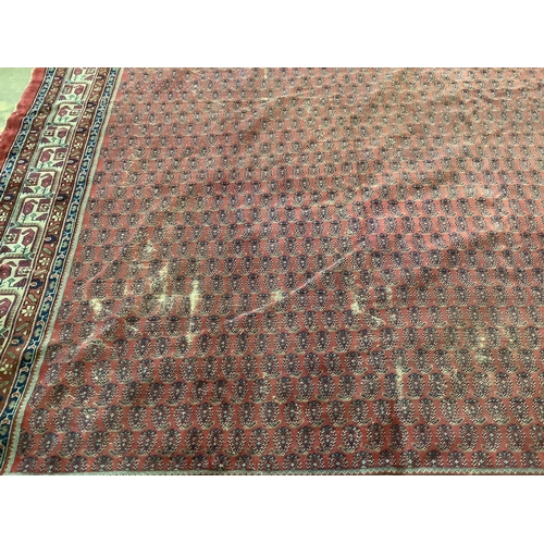 1097 - A Salouk red ground carpet, 350 x 265cm. Condition - poor to fair