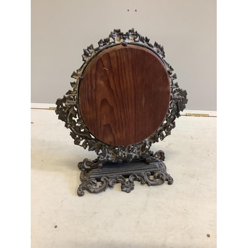 1106 - An early 20th century cast iron dressing table mirror, width 38cm, height 49cm. Condition - fair... 