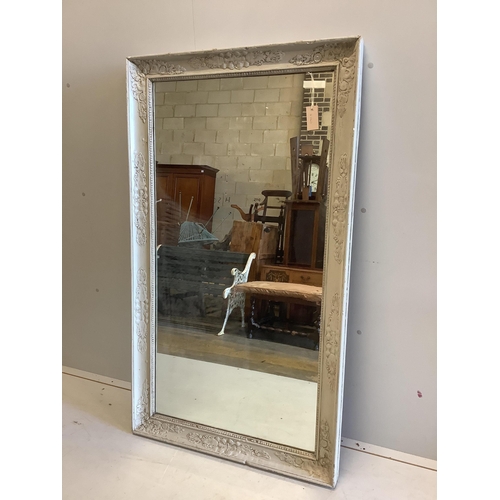 1114 - A Louis XV style painted wall mirror, width 80cm, height 141cm. Condition - fair