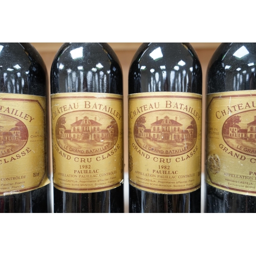 1255 - Four bottles of Chateau Batailley, 1982 Grand Cru Classe red wine. Condition - good.