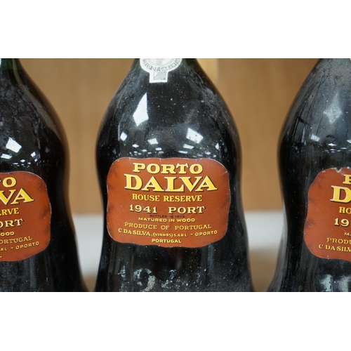 1256 - Three bottles of Porto Dalva house reserve port, comprising; 1934, 1940 and 1941. Condition - fair, ... 