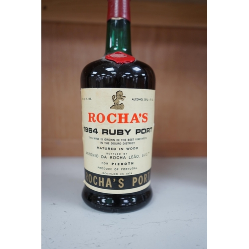 1259 - A bottle of Rocha's ruby port 1964. Condition - fair to good.