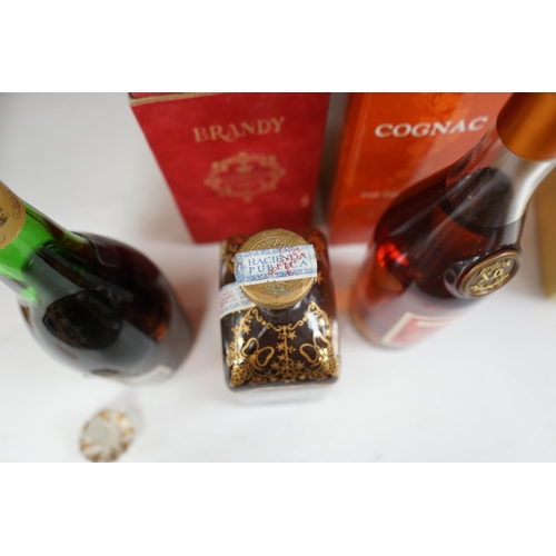 1273 - Three bottles of brandy comprising KWV Ten Year brandy, Dupuy cognac and Lepanto brandy. Condition -... 