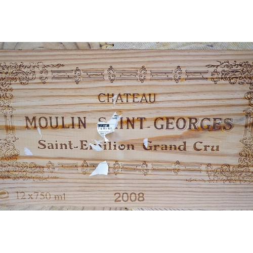 1276A - Twelve bottles of Chateau Moulin Saint Georges Saint Emilion Grand Cru, 2008, OWC. Condition - good,... 