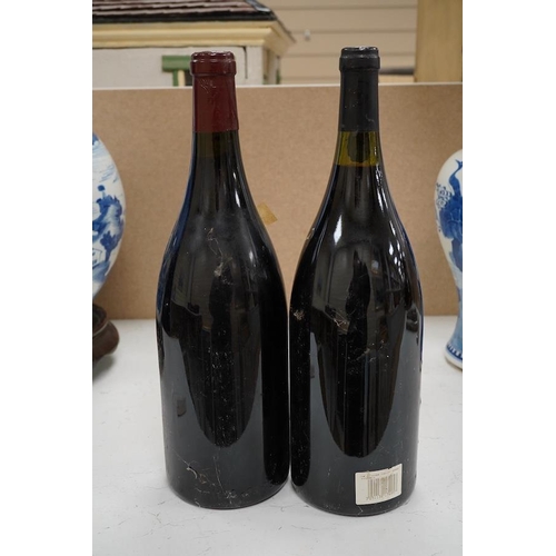 1278 - Two magnums of wine including Coteau Brûlé 2001. Condition - fair, storage history unknown