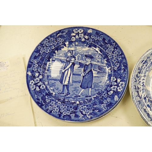 1286 - Six early 19th century blue and white transfer printed plates, including Spode, and three Wedgewood ... 