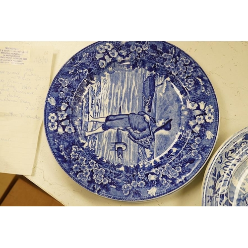 1286 - Six early 19th century blue and white transfer printed plates, including Spode, and three Wedgewood ... 