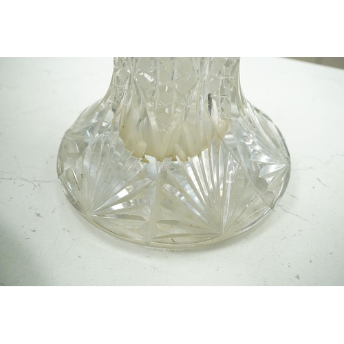 1287 - Two late 19th / early 20th century large cut glass vases, largest 37cm high. Condition - fair, some ... 