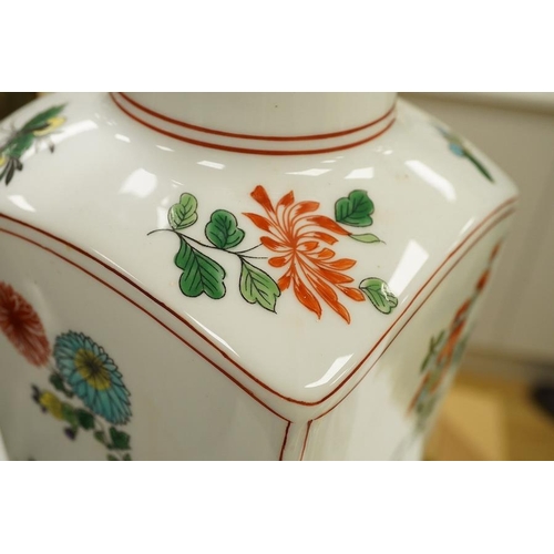 1294 - A Chinese porcelain famille verte floral table lamp, 54cm high excluding the fitting. Condition - go... 