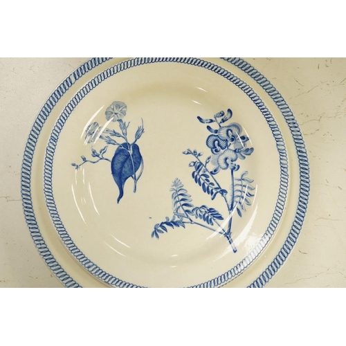 1295 - Ten 19th century Wedgwood blue and white botanical decorated dishes, largest 25cm in diameter. C... 