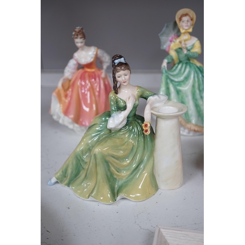 1323 - Seven Royal Doulton and Royal Dux female figures, including Fair Lady, Secret Thoughts, Valerie, Hom... 