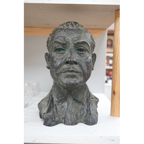 1339 - Mid 20th century bronze bust of a gentleman, Valsuani foundry mark, 30cm high. Condition - good.... 