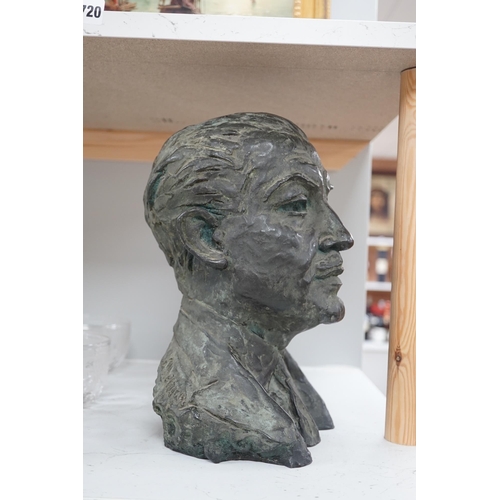 1339 - Mid 20th century bronze bust of a gentleman, Valsuani foundry mark, 30cm high. Condition - good.... 