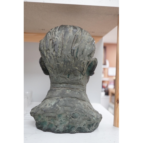 1339 - Mid 20th century bronze bust of a gentleman, Valsuani foundry mark, 30cm high. Condition - good.... 