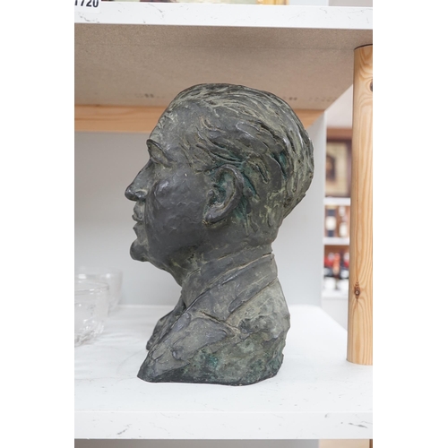 1339 - Mid 20th century bronze bust of a gentleman, Valsuani foundry mark, 30cm high. Condition - good.... 