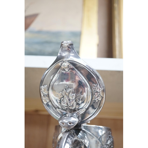 1360 - An Art Nouveau electroplate mounted Bacchanalian lemonade jug, 28cm. Condition - fair to good