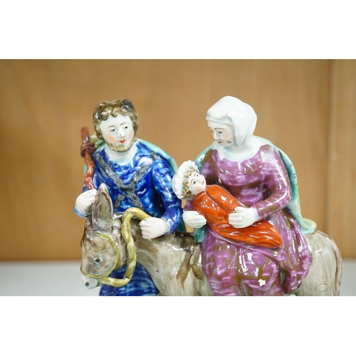 1361 - An early 19th century pearlware flight to Egypt group, by Walton, 16.5 cm high. Condition - some r... 