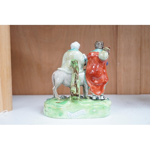 1361 - An early 19th century pearlware flight to Egypt group, by Walton, 16.5 cm high. Condition - some r... 