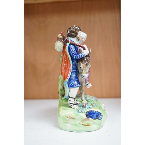 1361 - An early 19th century pearlware flight to Egypt group, by Walton, 16.5 cm high. Condition - some r... 