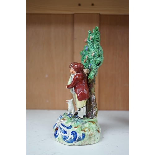 1364 - An early 19th century Walton pearlware friendship bocage group, 20.5cm high. Condition - some rest... 