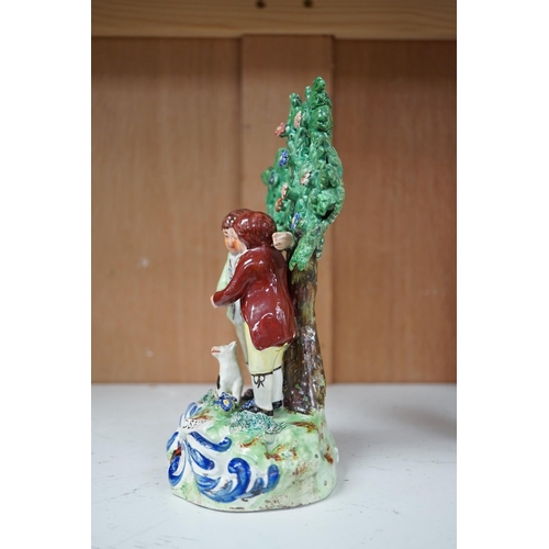 1364 - An early 19th century Walton pearlware friendship bocage group, 20.5cm high. Condition - some rest... 