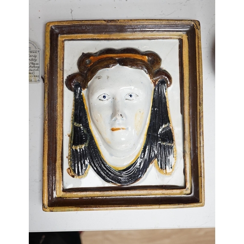 1370 - A rare pearlware portrait plaque, c.1820, 23 x 19.5cm. Condition - broken and restored, provenance -... 