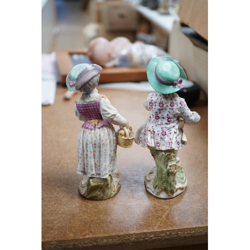 1411 - Two late 18th/early 19th century Meissen figures of children, 13cm high. Condition - fair