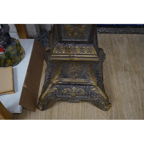 1437 - A large two colour bronze effect urn on pedestal, total height 134cm. Condition - fair to good... 