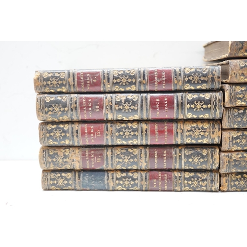 1440 - ° ° Smollett, Tobias - The Miscellaneous Works. 12 vols. contemp. half calf and marbled boards, sm.8... 