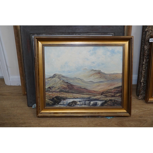 1708 - Dennis Harper (b. 1940), oil on canvas, Mountainous scene with waterfall, signed, 39 x 49cm, gilt fr... 