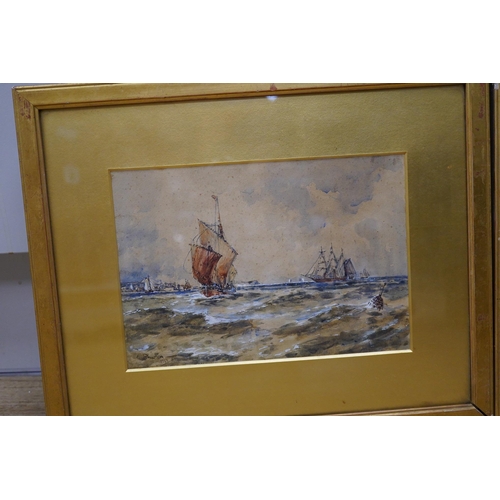 1710 - Ernest Railton (19th. C), pair of heightened watercolours, Shipping scenes including Off Dover, ea... 