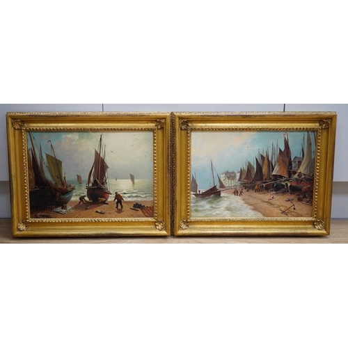 1720 - Charles Stuart, pair of oils on canvas, Coastal scenes with fishing boats, each signed and dated 189... 