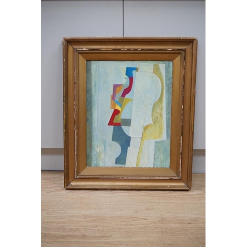 1735 - A decorative oil on canvas, Abstract composition, Geometric shapes, 50 x 40cm, gilt framed. Conditio... 