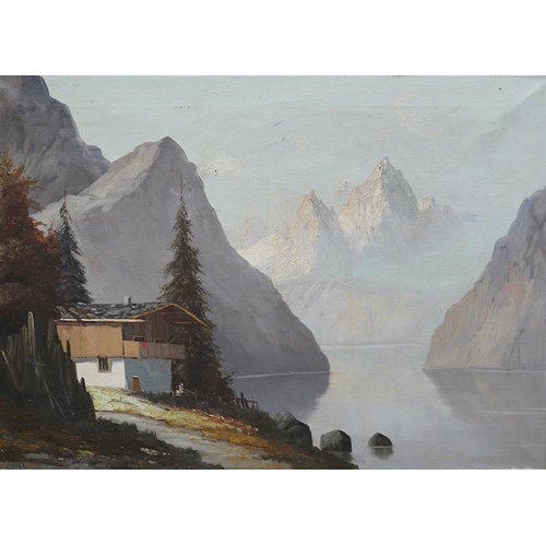 1736 - Two oils on canvas, comprising, O. Meller, Swiss mountainous scene together with another rural lands... 