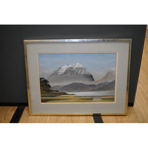 1744 - Lionel Gordon Baliol Brett (1930-2004), pastel, 'Liathach Westeros', signed with initials, label ver... 